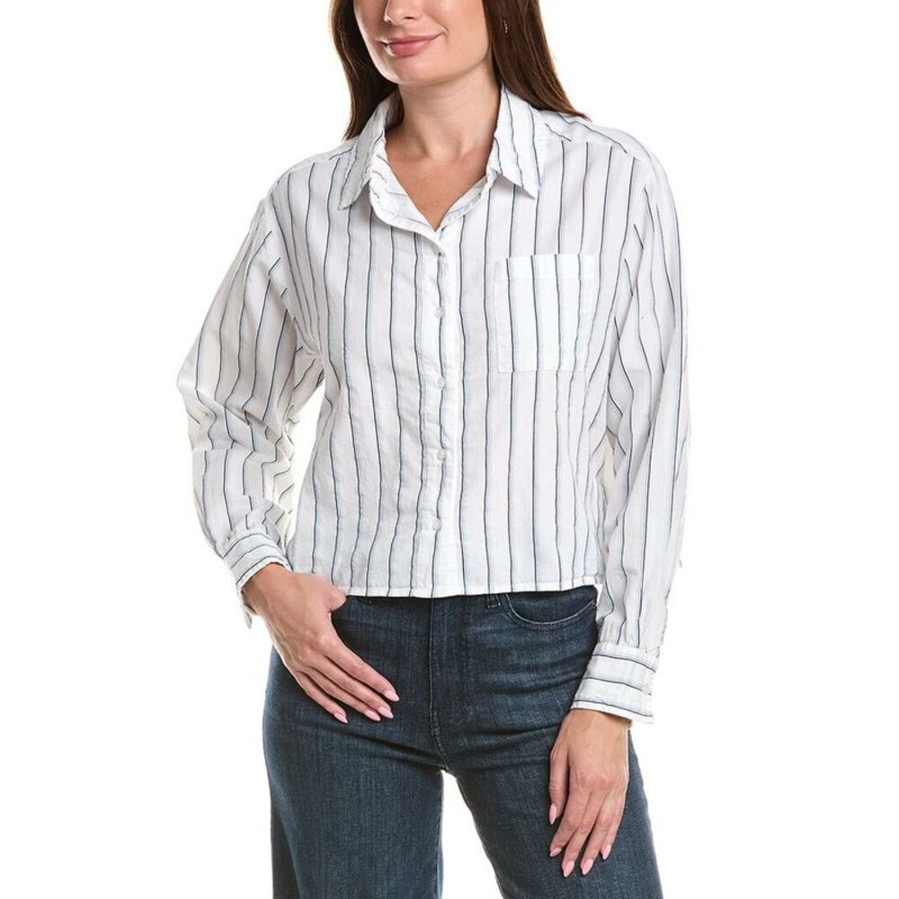 Michael Stars Womens  Scarlet Cropped Button Down Shirt